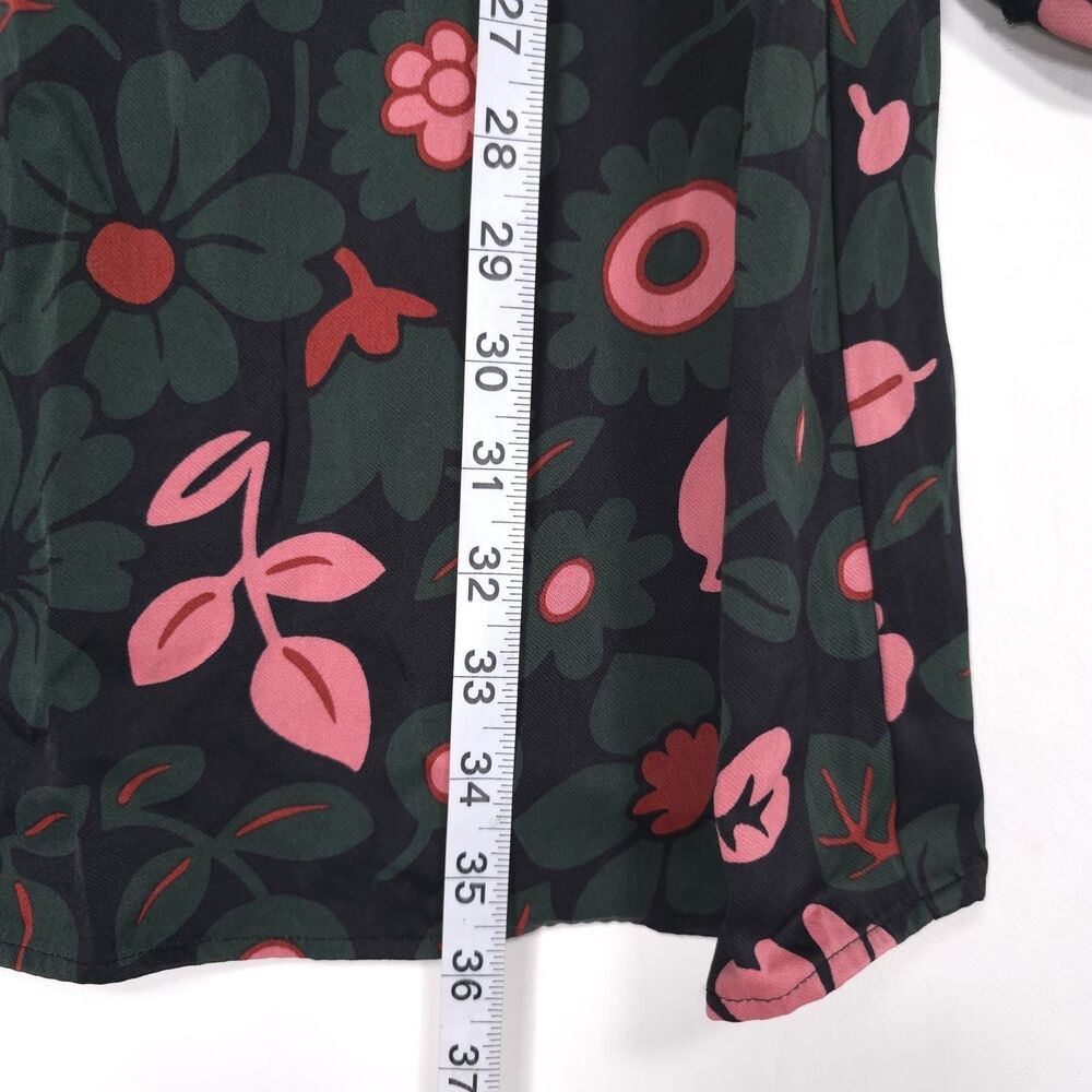 BODEN Floral Viscose Dress Knee Length Long‎ Sleeve Black Pink UK 8 US 4 W0235 - Picture 4 of 9